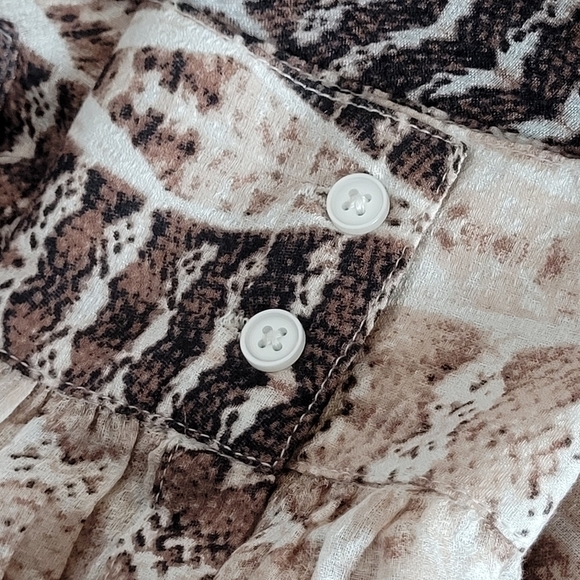 Haute Hippie Tribe Harper Snake Print Semi-Sheer Long Sleeve Blouse - Size S - Picture 9 of 14